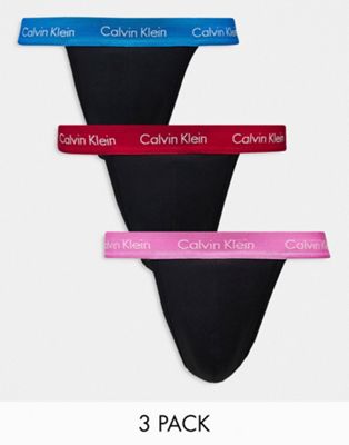 Calvin Klein 3 pack thongs in black