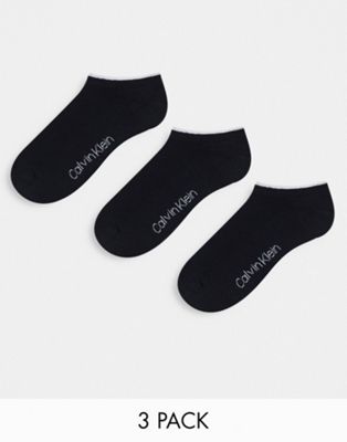 Calvin Klein 3 pack trainer socks in black with logo