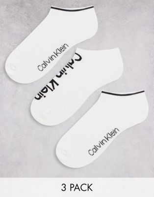 Calvin Klein 3 pack trainer socks in white with logo