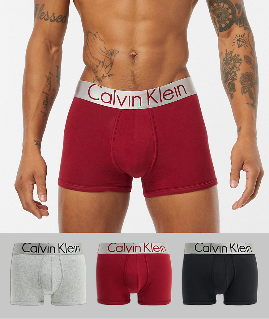 Calvin Klein – 3-pack trunks i metallic-Flerfärgad