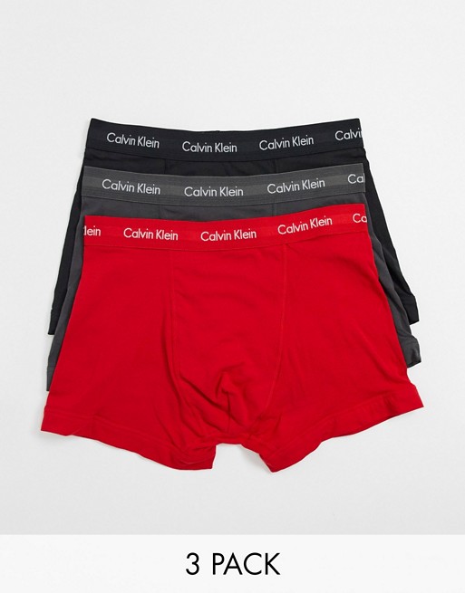 Calvin Klein 3 pack trunks in cotton stretch