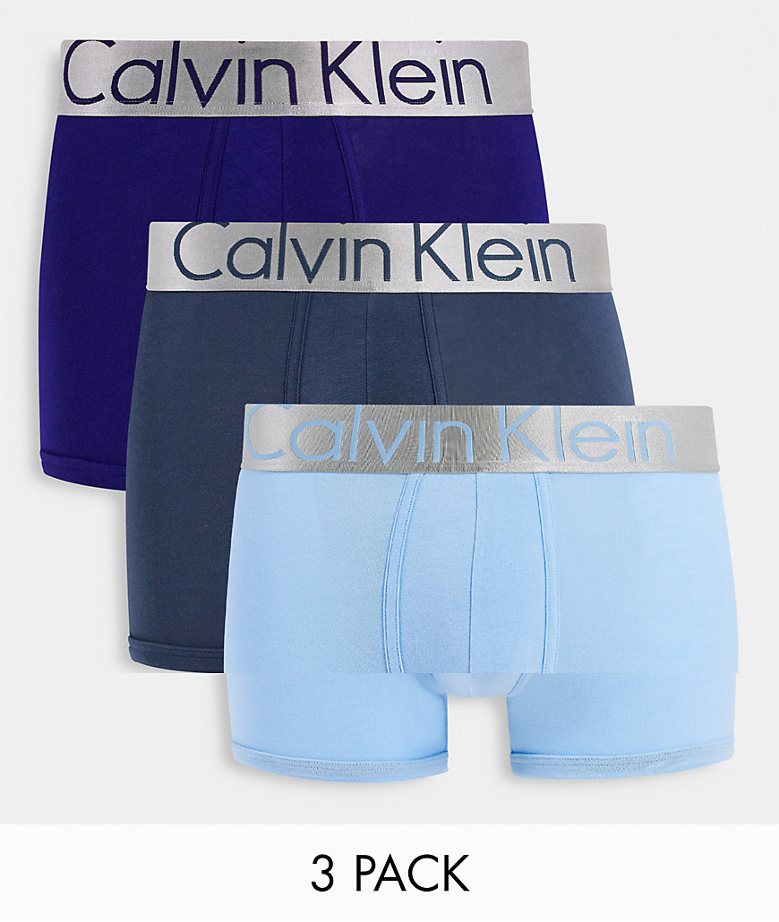 Calvin Klein 3 pack trunks in grey blue purple-Multi