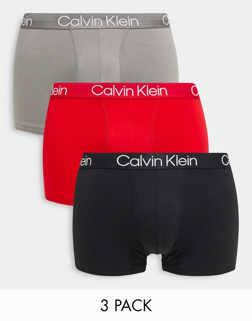 Calvin Klein 3-pack trunks in red, black and grey-Multi