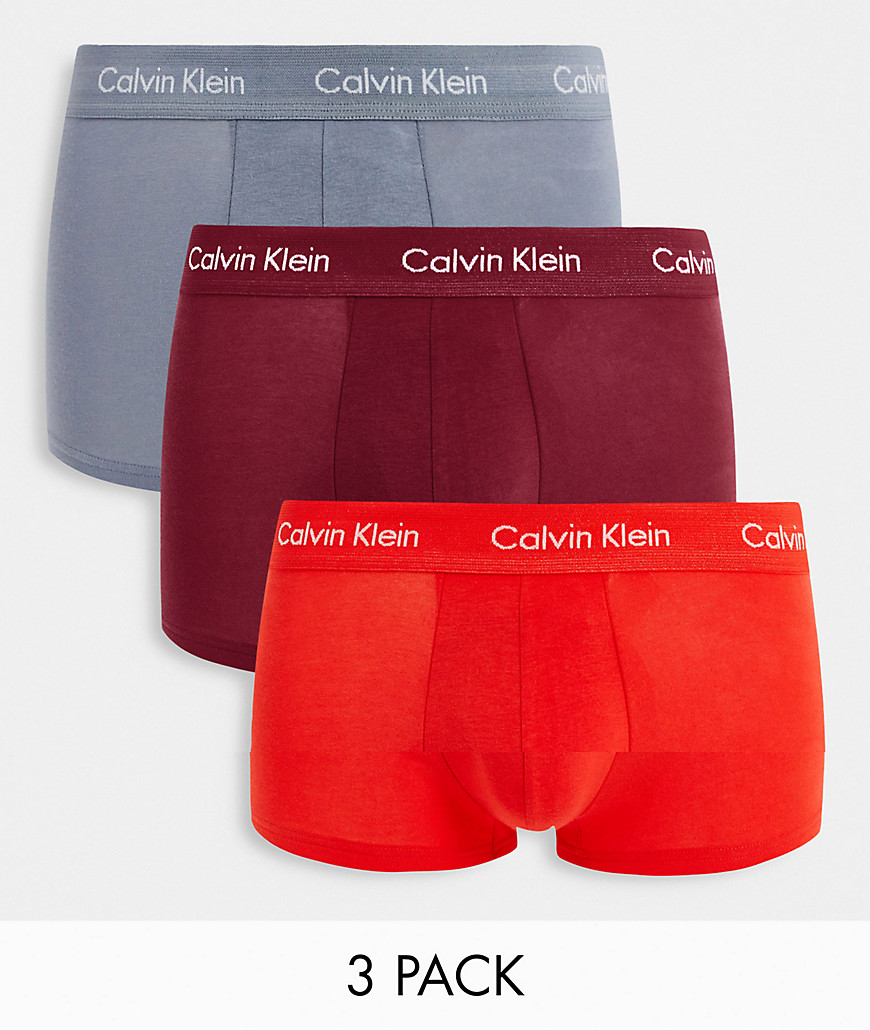 Calvin Klein 3 pack trunks in red grey orange-Multi