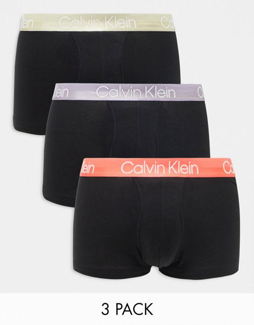 Calvin Klein Cotton Stretch 3 pack trunks in black