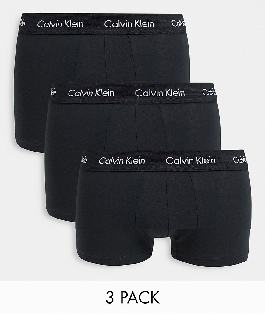 Calvin Klein 3 pack trunks with logo waistband in black