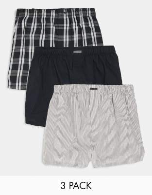 Calvin Klein Calvin Klein 3 pack woven boxers in multi stripe