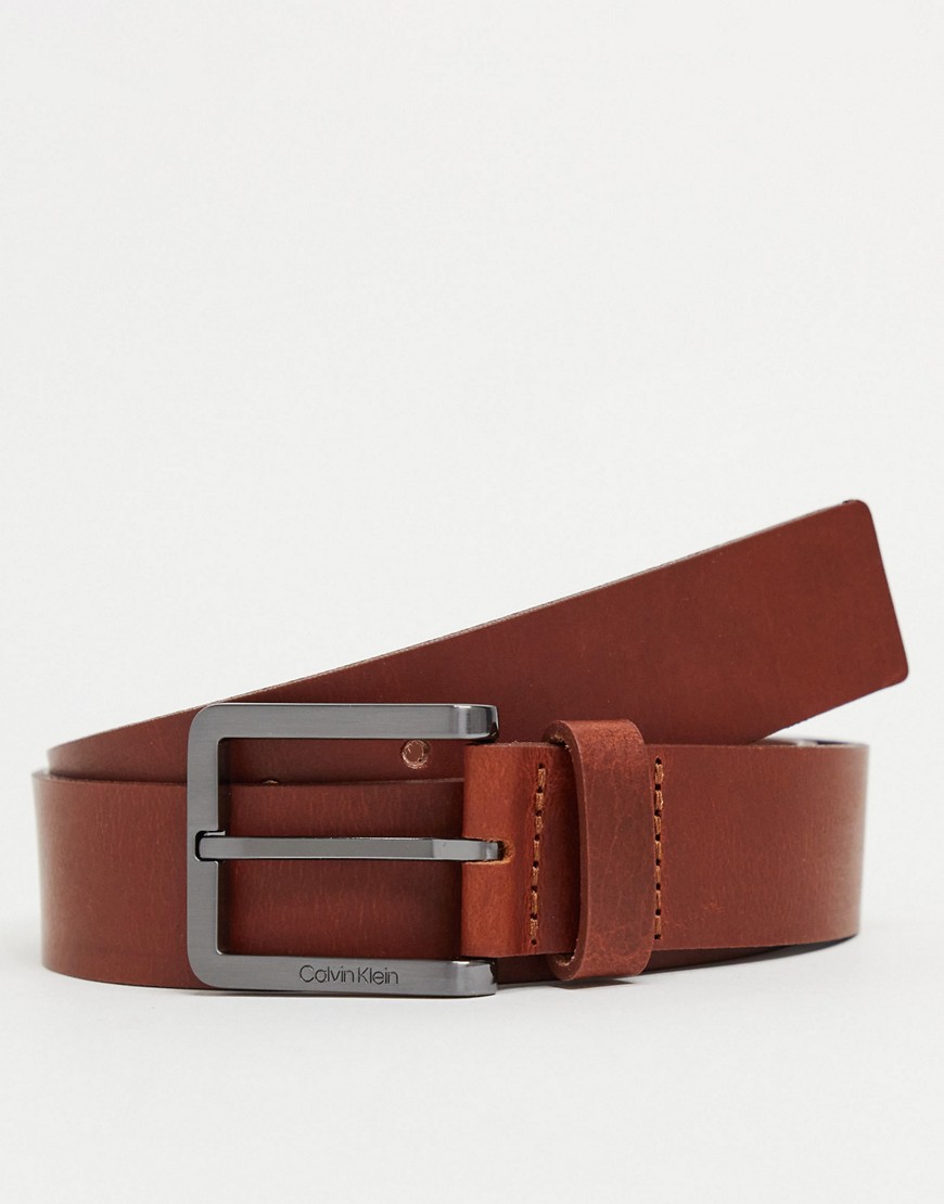 Calvin Klein 35mm belt in dark tan-Brown