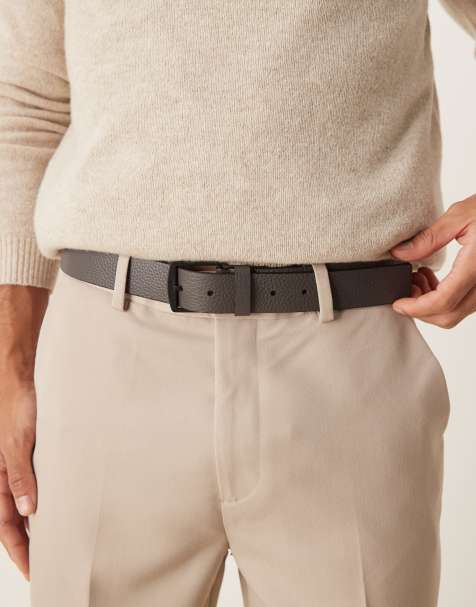 Calvin Klein 35MM leather grain belt in brown - view 1