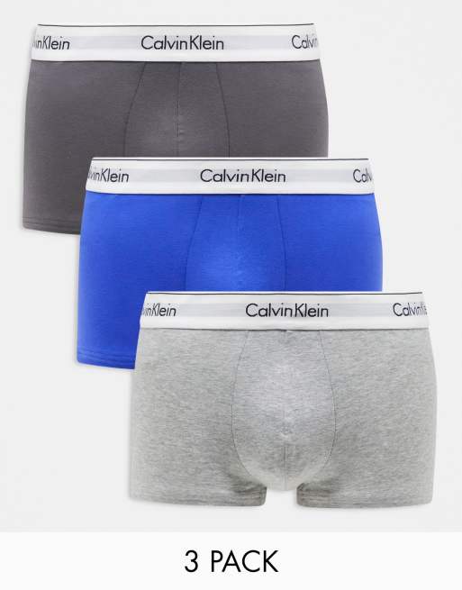 Calvin Klein 3er Pack elastische Baumwoll Unterhosen in verschiedenen Farben ASOS