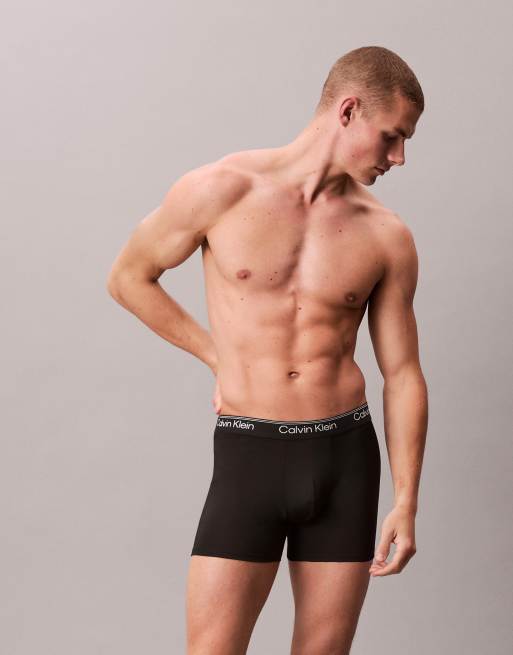 Calvin Klein – 3er-Pack elastische Mikro-Boxershorts in Schwarz, 2 von 3