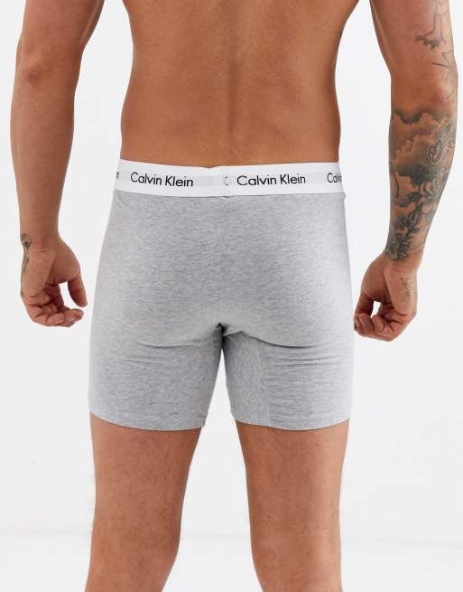 Calvin Klein – 3er-Pack eng geschnittene Boxershorts aus Baumwoll-Stretch in Schwarz, Weiß und Grau, 2 von 4