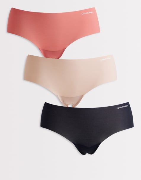 Calvin Klein – 3er-Pack Mikrofaser-Hüftslips in Schwarz/Beige/Rot - view 1