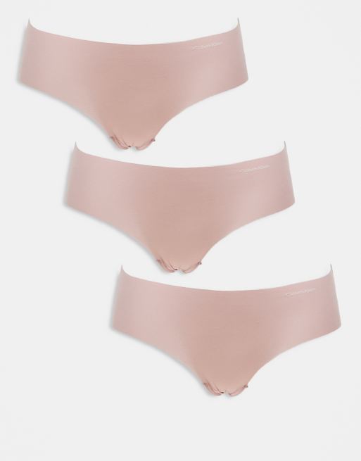 Calvin Klein – 3er-Pack sich nicht abzeichnende Hipster-Slips in Beige