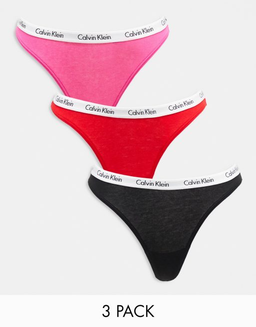 Calvin Klein 3er Pack Tangas in verschiedenen Farben mit hohem Bund ASOS