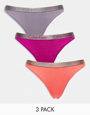 Calvin Klein - 3er-Pack Tangas in verschiedenen Farben mit hohem Bund-Bunt