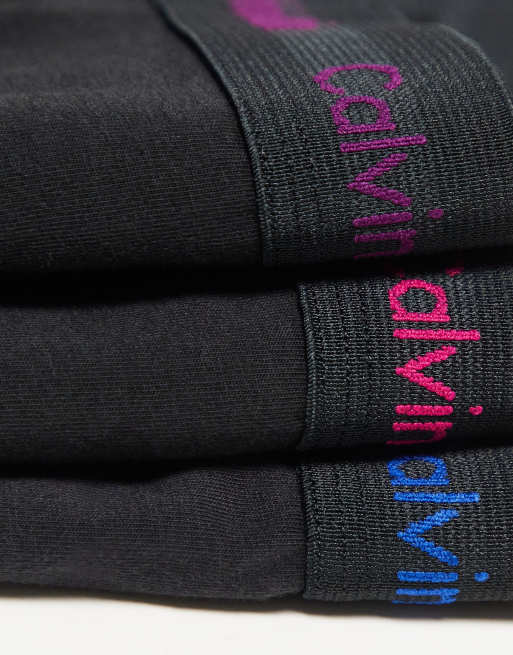 Calvin Klein – 3er-Pack tief sitzende Unterhosen aus Baumwollstretch in Schwarz mit Kontrastlogo, 4 von 4