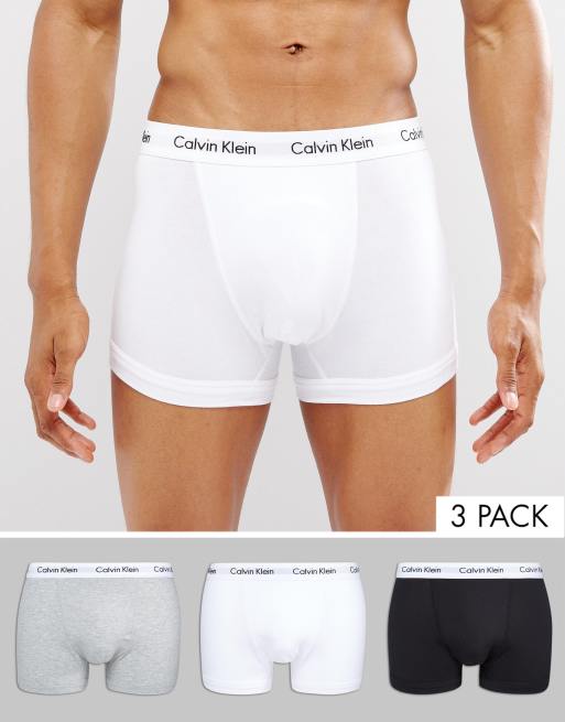 Weiß aus Unterhosen und elastischer Klein Calvin Baumwolle 3er-Pack – | in ASOS Grau Schwarz,