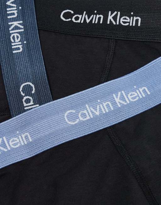Calvin Klein – 3er-Pack Unterhosen in Schwarz mit blauem Bund, exklusiv bei ASOS, 3 von 3