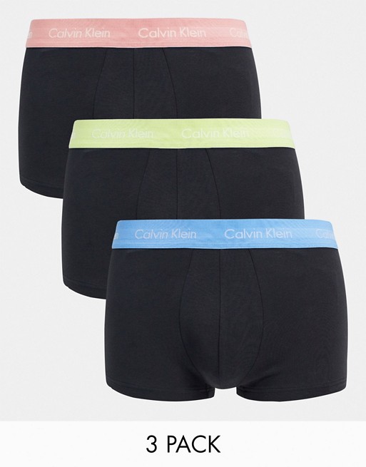 Calvin Klein 3pk cotton stretch trunks in black