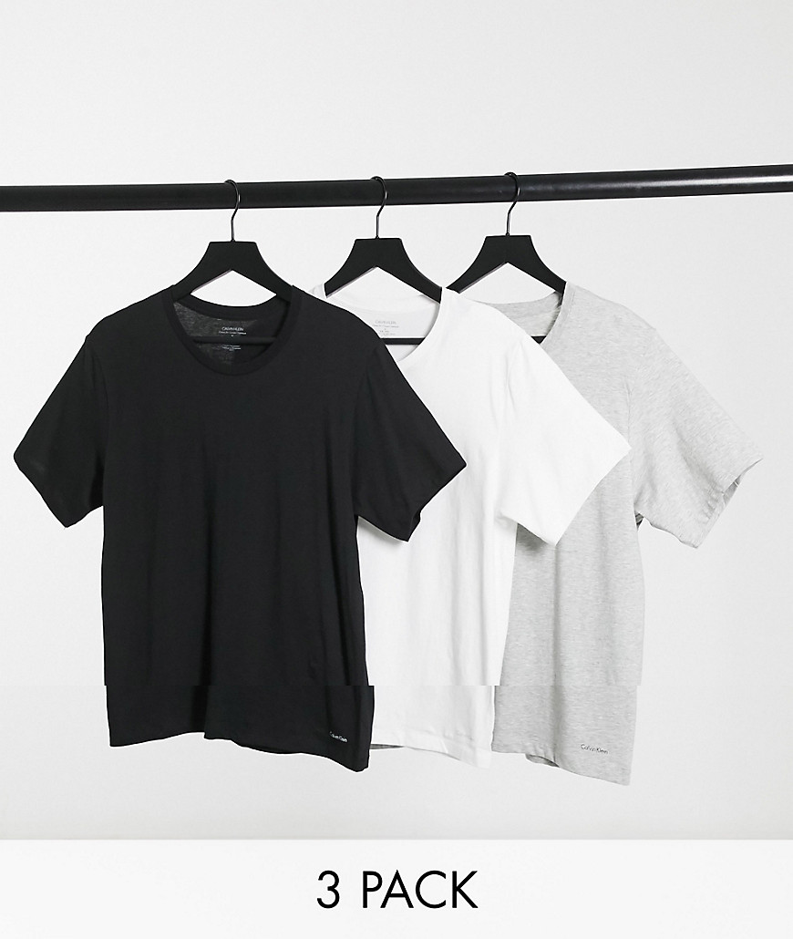 Calvin Klein 3pk t-shirts in black white and grey-Multi