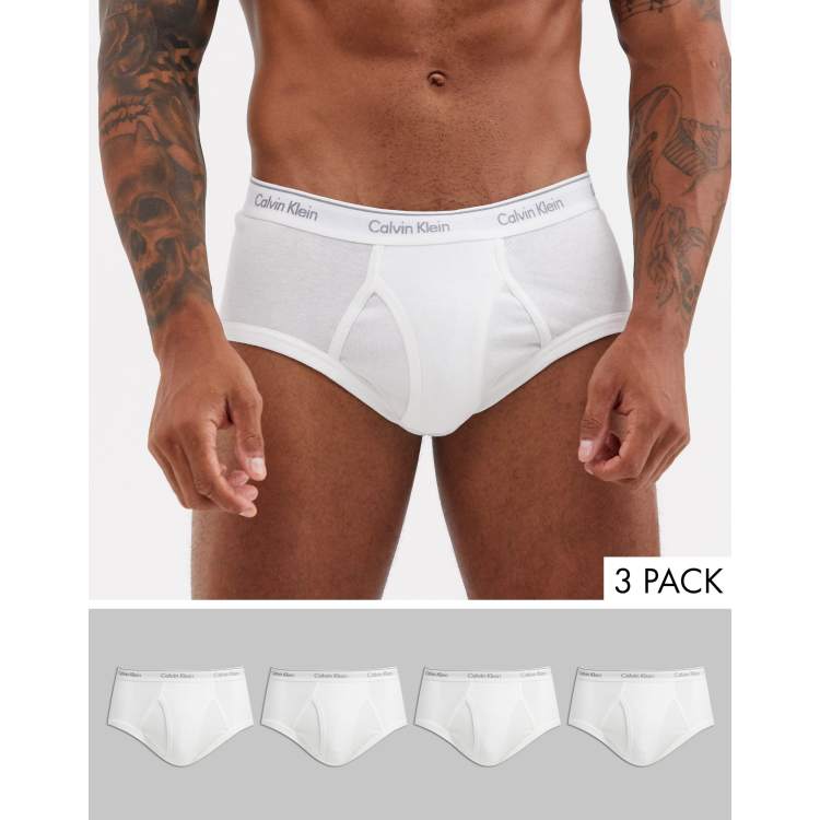 Calvin Klein Men's Cotton Classics 4-Pack Briefs, White, Small