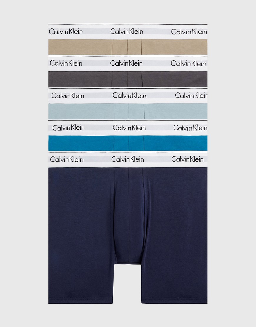 Calvin Klein 5 Pack Boxer Briefs - Modern Cotton in blue