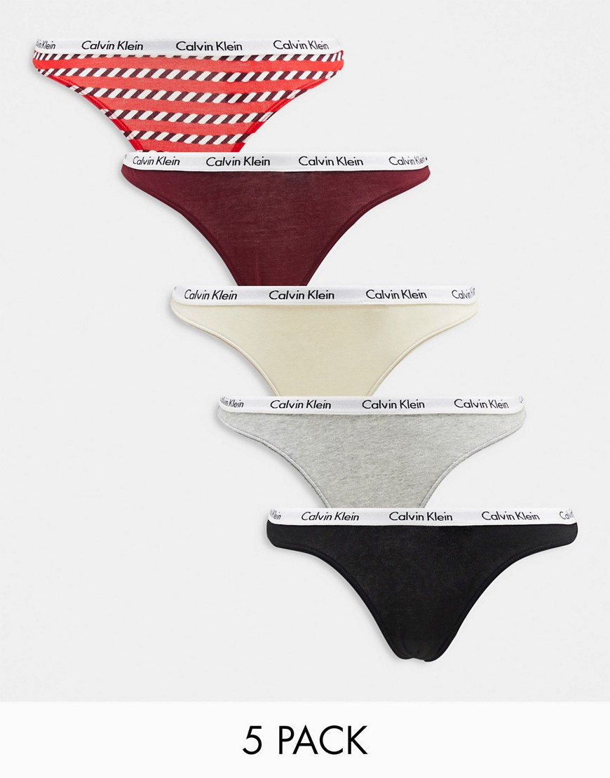 Calvin Klein 5-pack high waist thong in multi