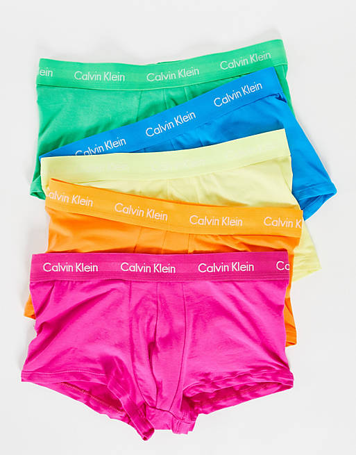 Calvin Klein 5 pack low rise trunks in pride rainbow | ASOS