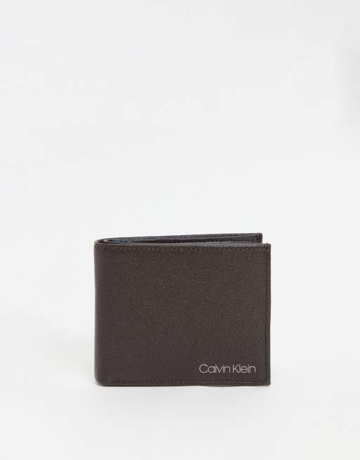 Calvin Klein – 5cc – Brązowy składany portfel z przegrodą na monety