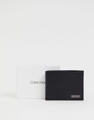 Calvin Klein – 5CC – Ledergeldbörse mit Plakette und Münzfach-Schwarz