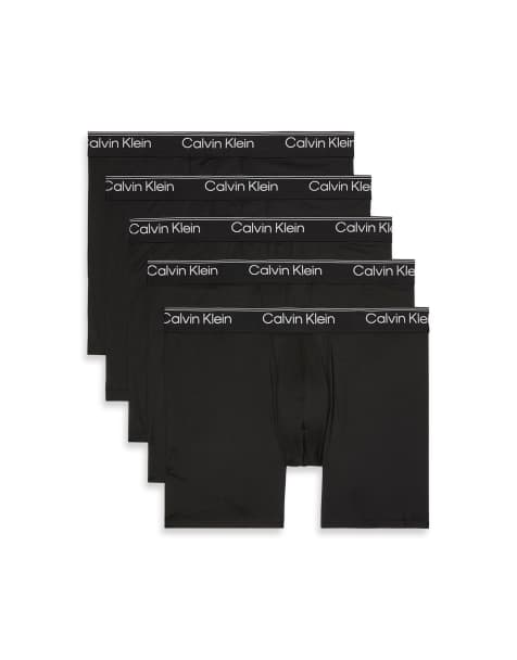 Calvin Klein – 5er-Pack elastische Mikro-Boxershorts in Schwarz - view 1