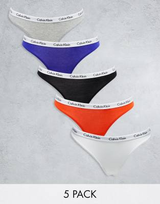 Calvin Klein - 5er-Pack Tangas in verschiedenen Farben mit hohem Bund-Bunt