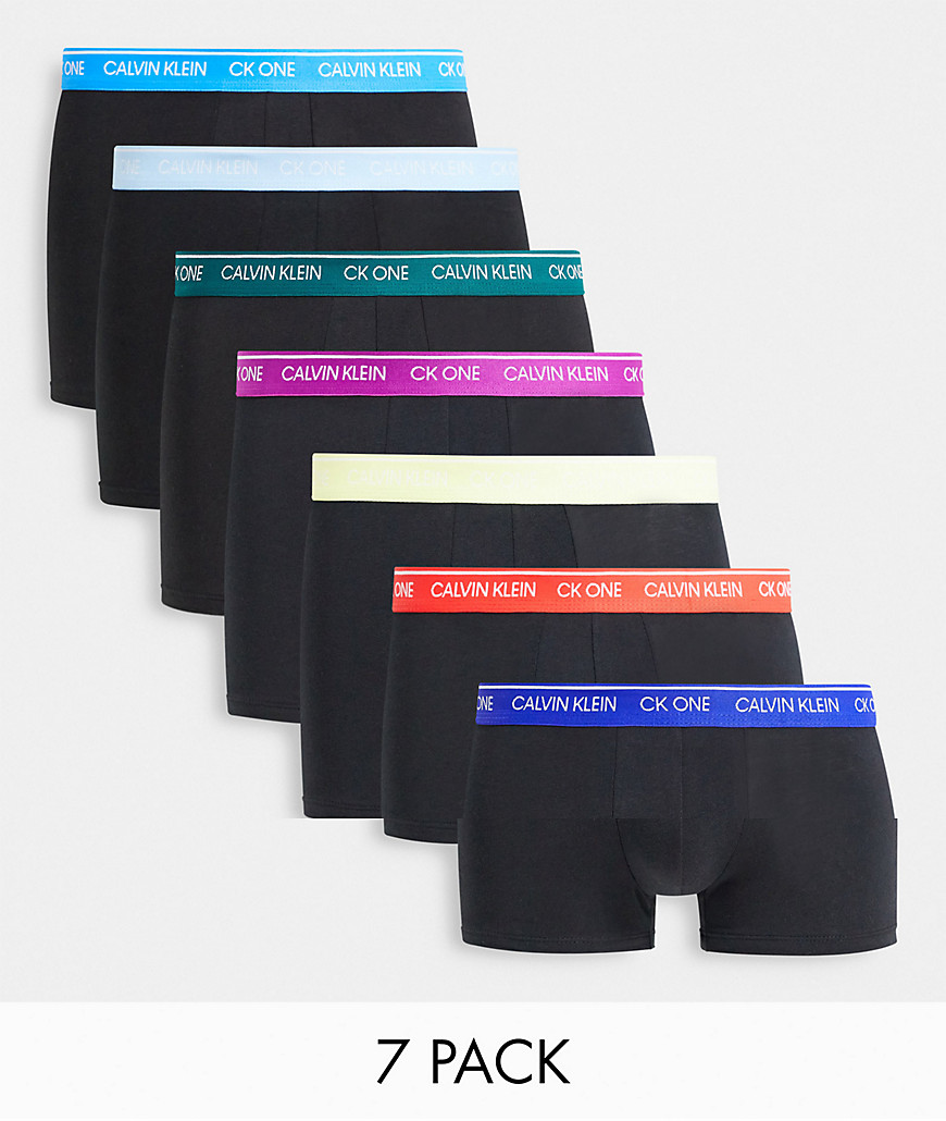 Calvin Klein 7 pack trunks with contrast waistbands in black