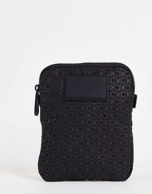 Calvin Klein Monogram Print Leather Crossbody Bag on SALE