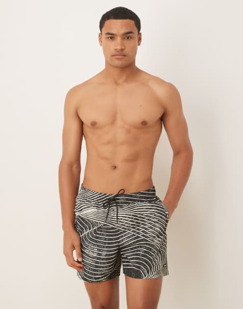 Calvin Klein all over print drawstring swim shorts in multi - view 1