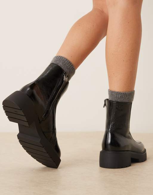 Calvin Klein – Ankle-Boots aus Leder in Schwarz mit dicker Sohle und Reißverschluss, 4 von 4