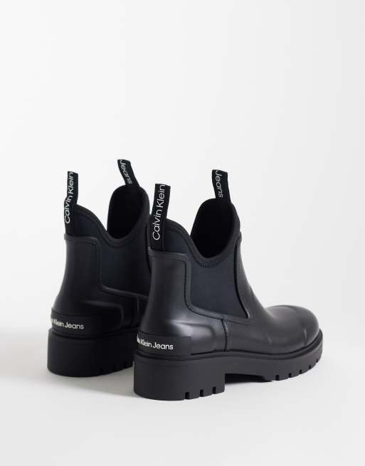Calvin Klein ankle Chelsea rain boots in black, 3 of 4