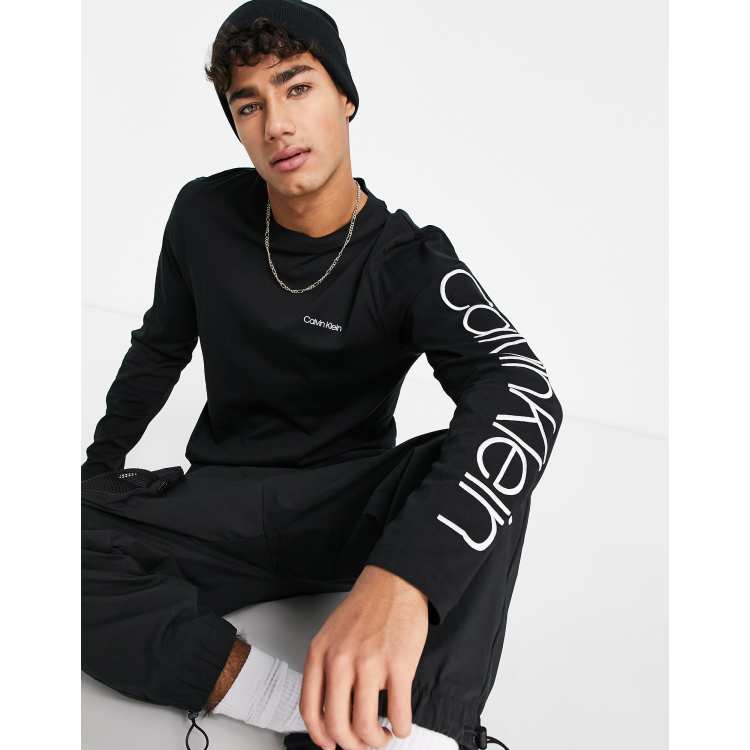 Calvin Klein arm logo long sleeve t-shirt in black