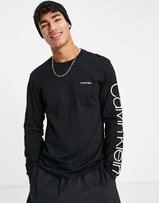 Calvin Klein arm logo long sleeve t-shirt in black