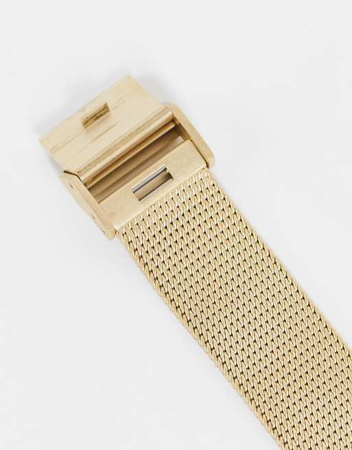 Calvin Klein - Armbåndsur med guldfarvet rem og blå urskive, 3 af 4