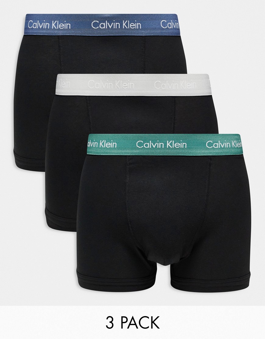Calvin Klein ASOS Exclusive 3-pack of trunks with contrast waistbands in black