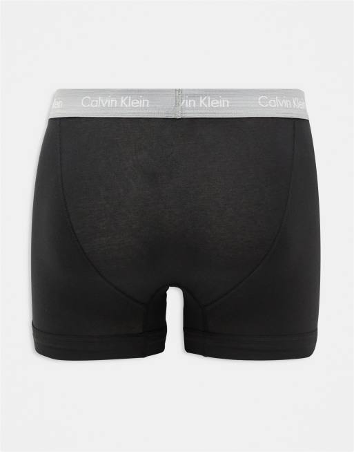 Calvin Klein ASOS Exclusive 3 pack of trunks with contrast waistbands in black ASOS