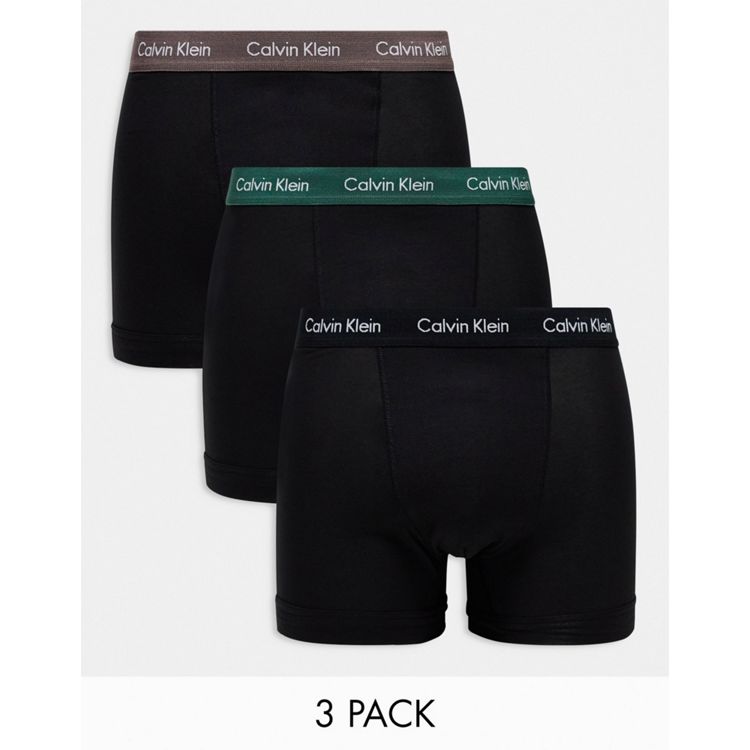 Mens Calvin Klein black Cotton Trunks (Pack of 3)