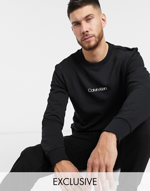 Calvin Klein ASOS exclusive central logo sweat in black