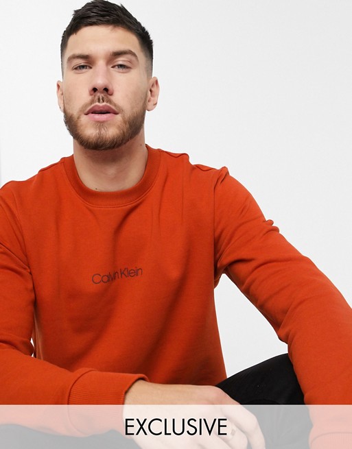 Calvin Klein ASOS exclusive central logo sweat in orange