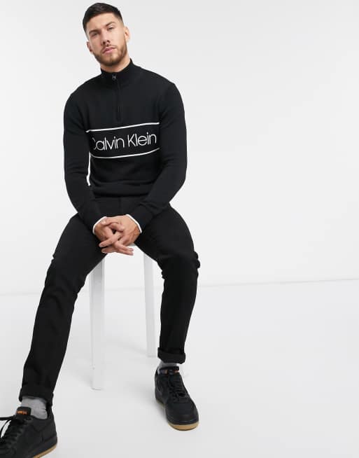 Calvin Klein ASOS exclusive heavyweight knit half zip in black ASOS