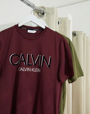 burgundy calvin klein t shirt