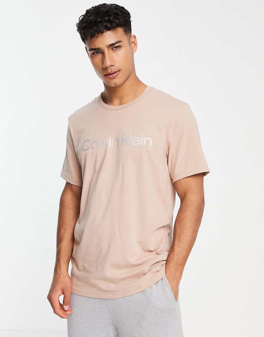 Calvin Klein ASOS exclusive lounge t-shirt in beige-Neutral