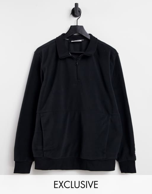 Calvin Klein ASOS Exclusive polar fleece half zip sweatshirt in black